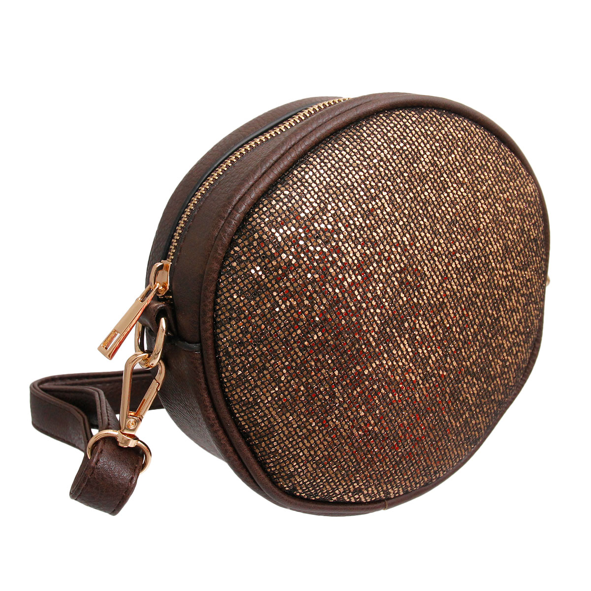 Bronze Glitter Circle Crossbody Fanny