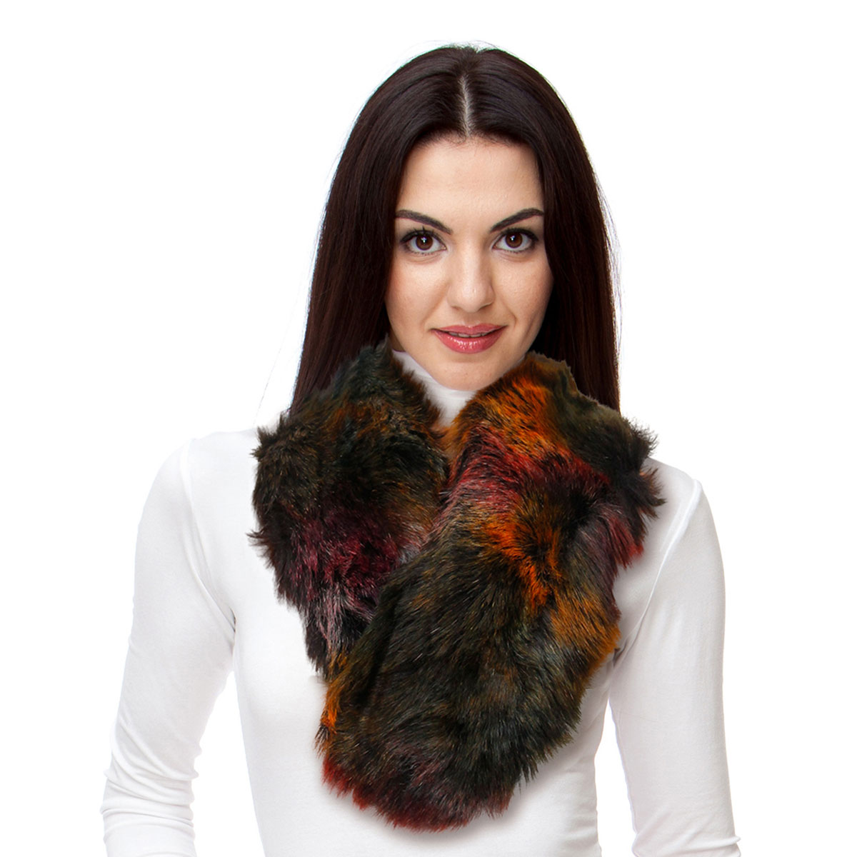 Multi Color Fur Pull Through Scarf
