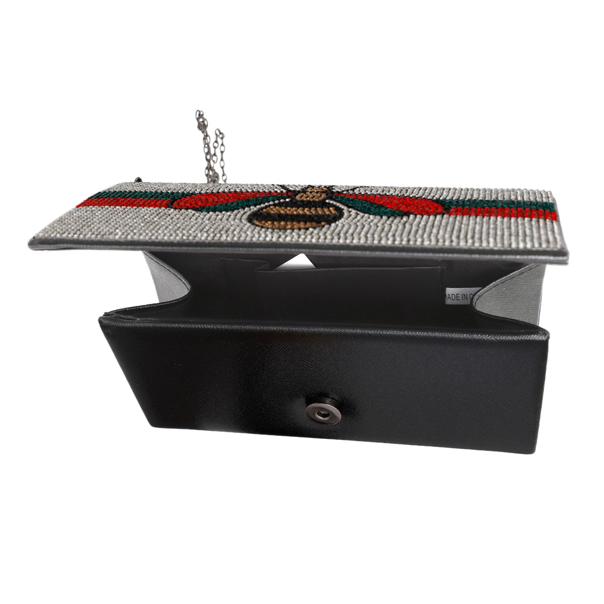 Designer Bee Rhinestone Flap Clutch