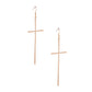 Long Gold Cross Fish Hook Earrings