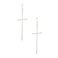 Long Silver Cross Fish Hook Earrings