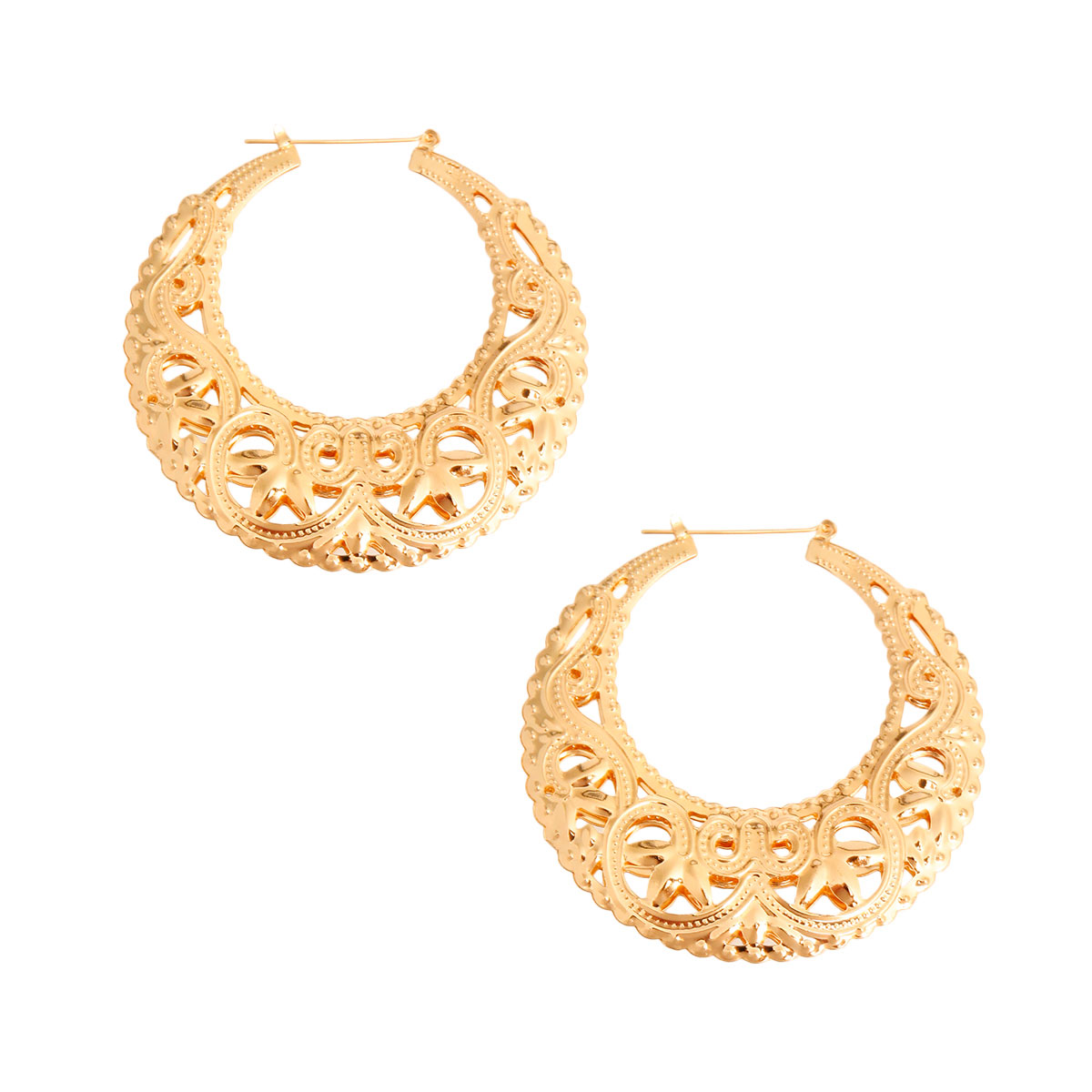 Round Gold Filigree Hoops