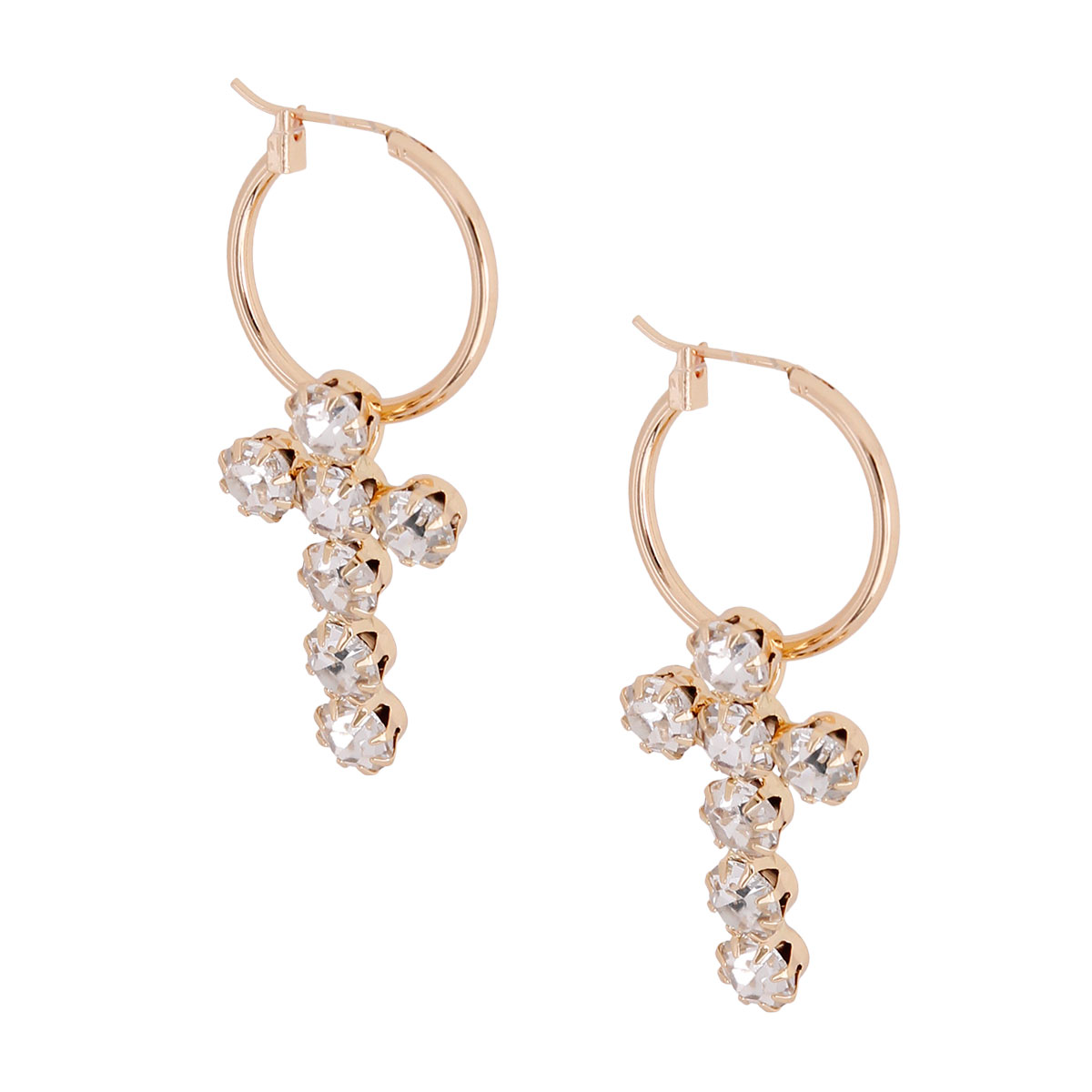 Gold Cross Baby Hoops