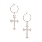 Silver Pave Cross Baby Hoops
