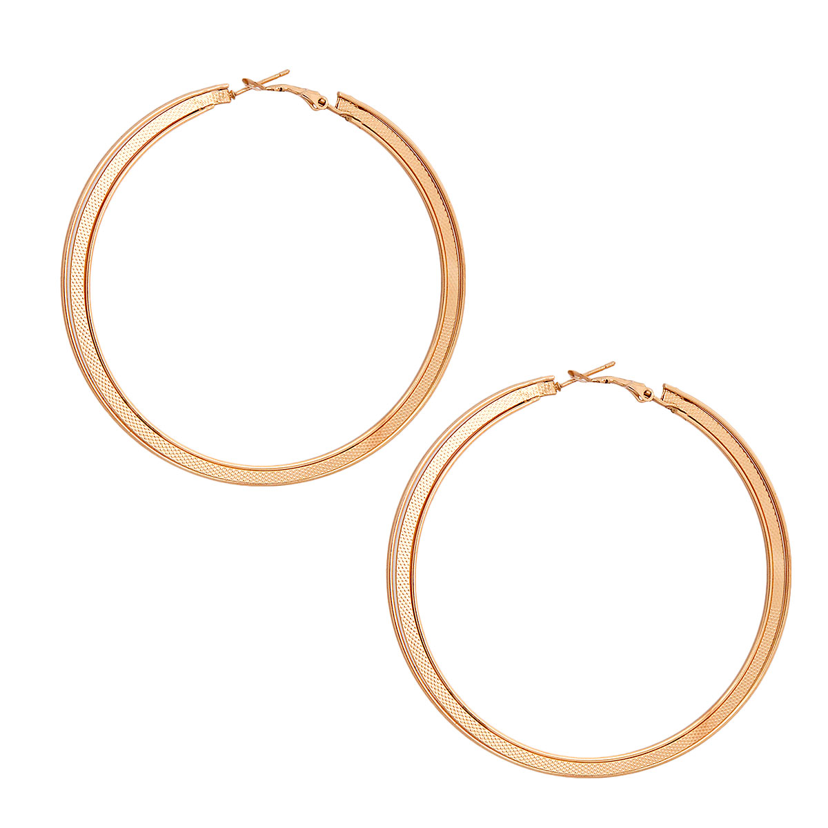 Flat Textured Gold Hoops