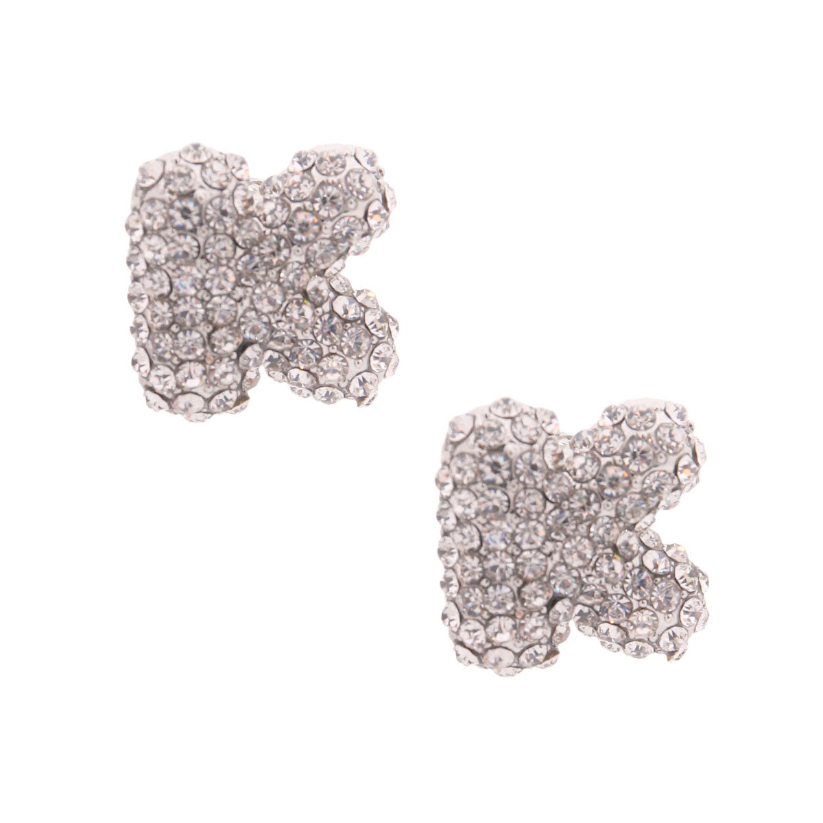 K Rhinestone Silver Studs
