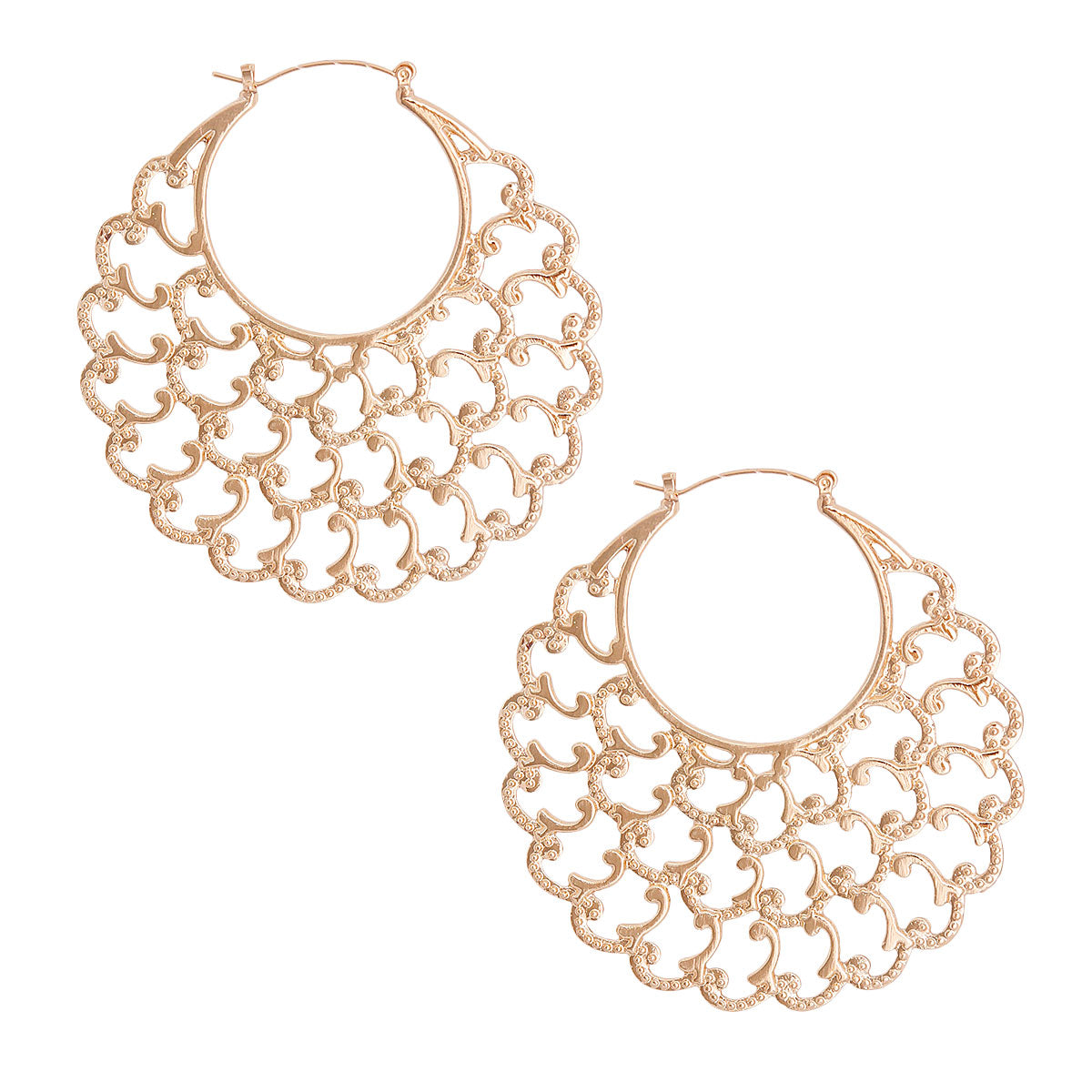 Gold Polished Open Wavy Hoops