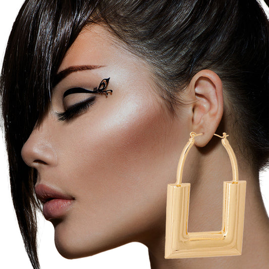 Gold Open Square Chunky Hoops