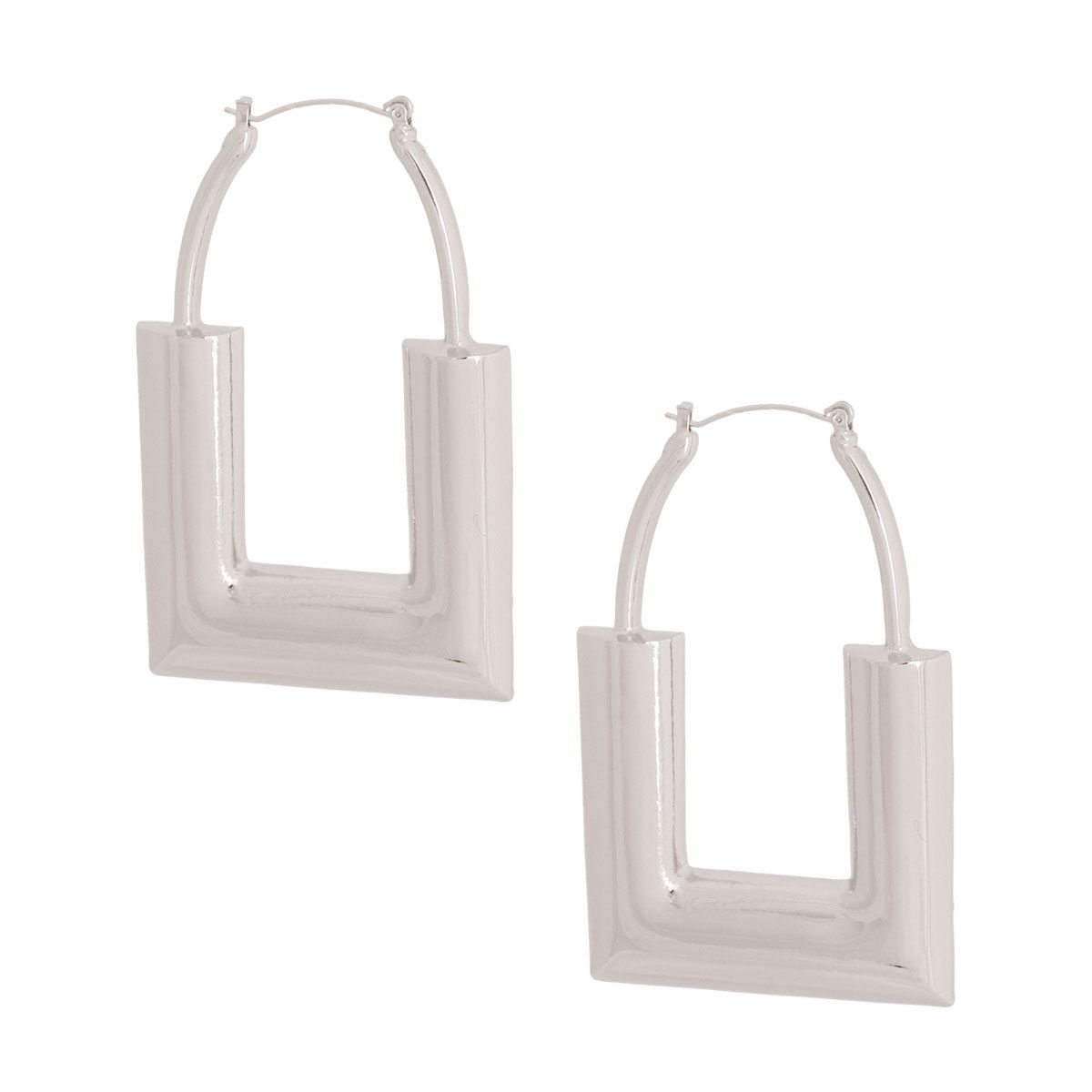 Silver Open Square Chunky Hoops