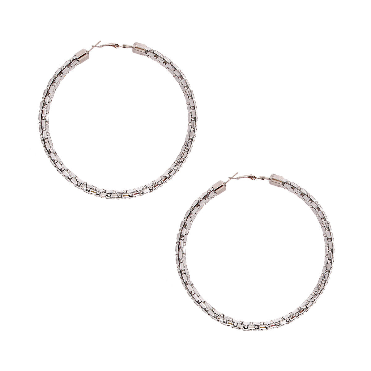 Silver Crystal Tube Hoops