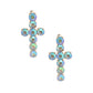 Aurora Borealis Crystal Cross Hoops