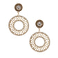 Gold Rhinestone Round Greek Key Earrings