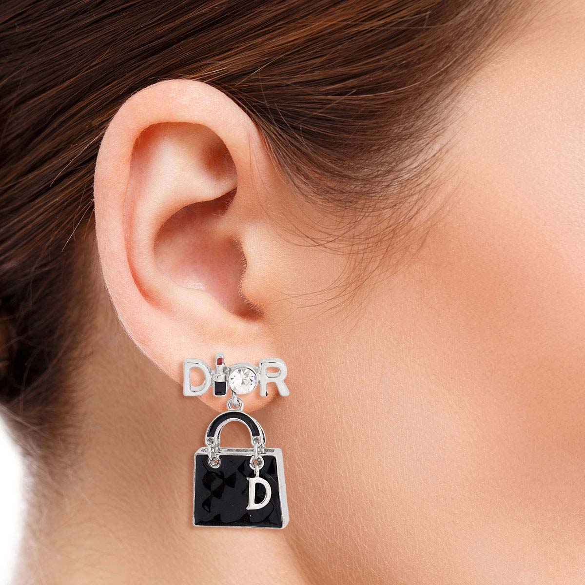 Black Dangle Handbag Earrings