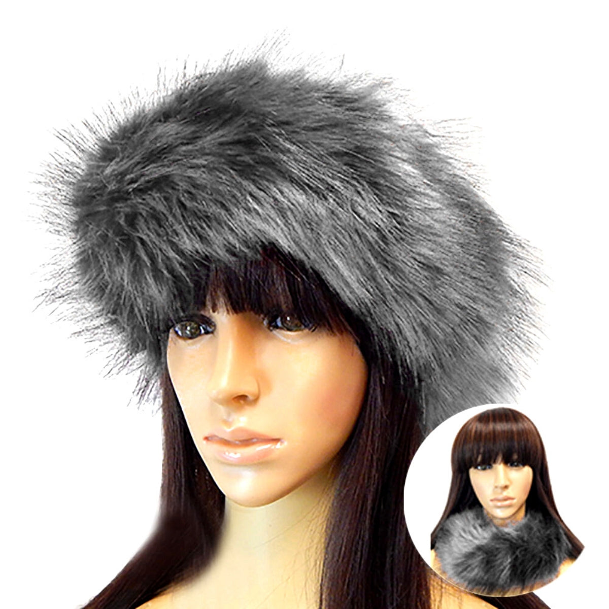 Gray Fur Earmuff Headband