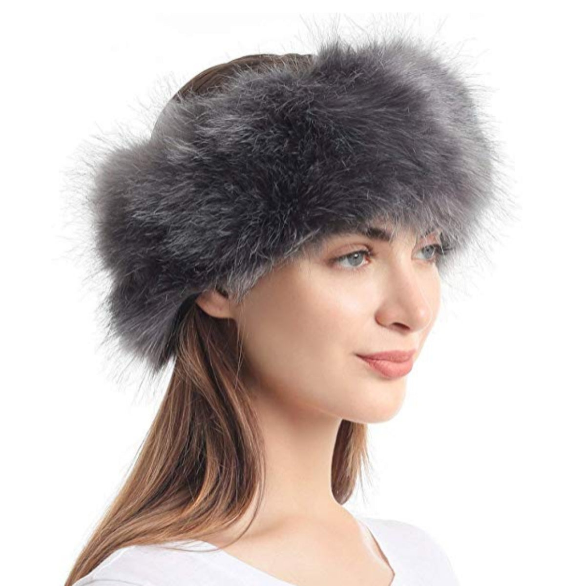 Gray Fur Earmuff Headband