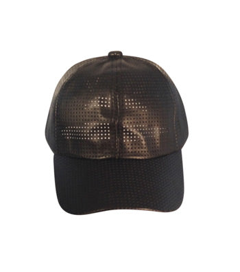 Black Mesh Leather Snapback Cap
