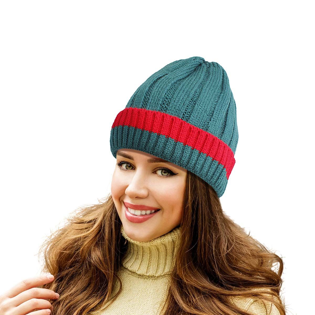 Green Rib Knit Beanie