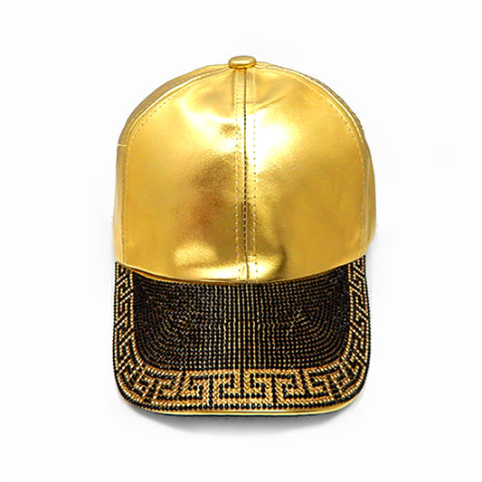 Gold Designer Rhinestone Cap