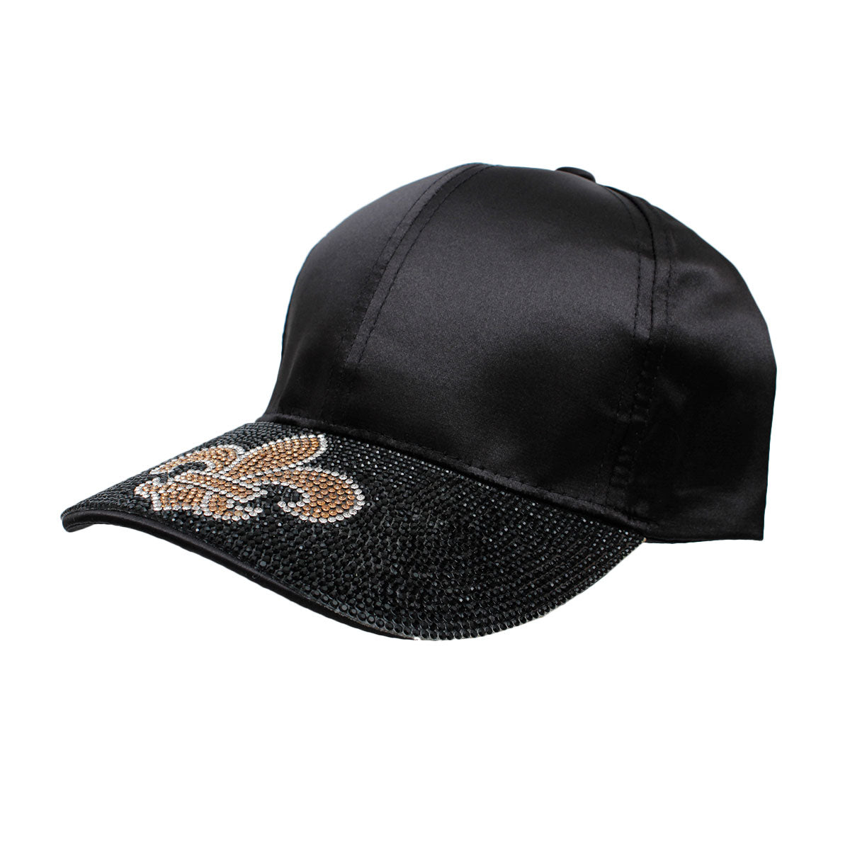 Black Satin Fleur de Lis Rhinestone Hat