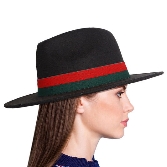Black Felt Stripe Fedora