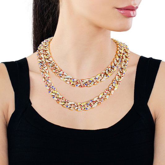 Multi Color Double Layered Cuban Chain