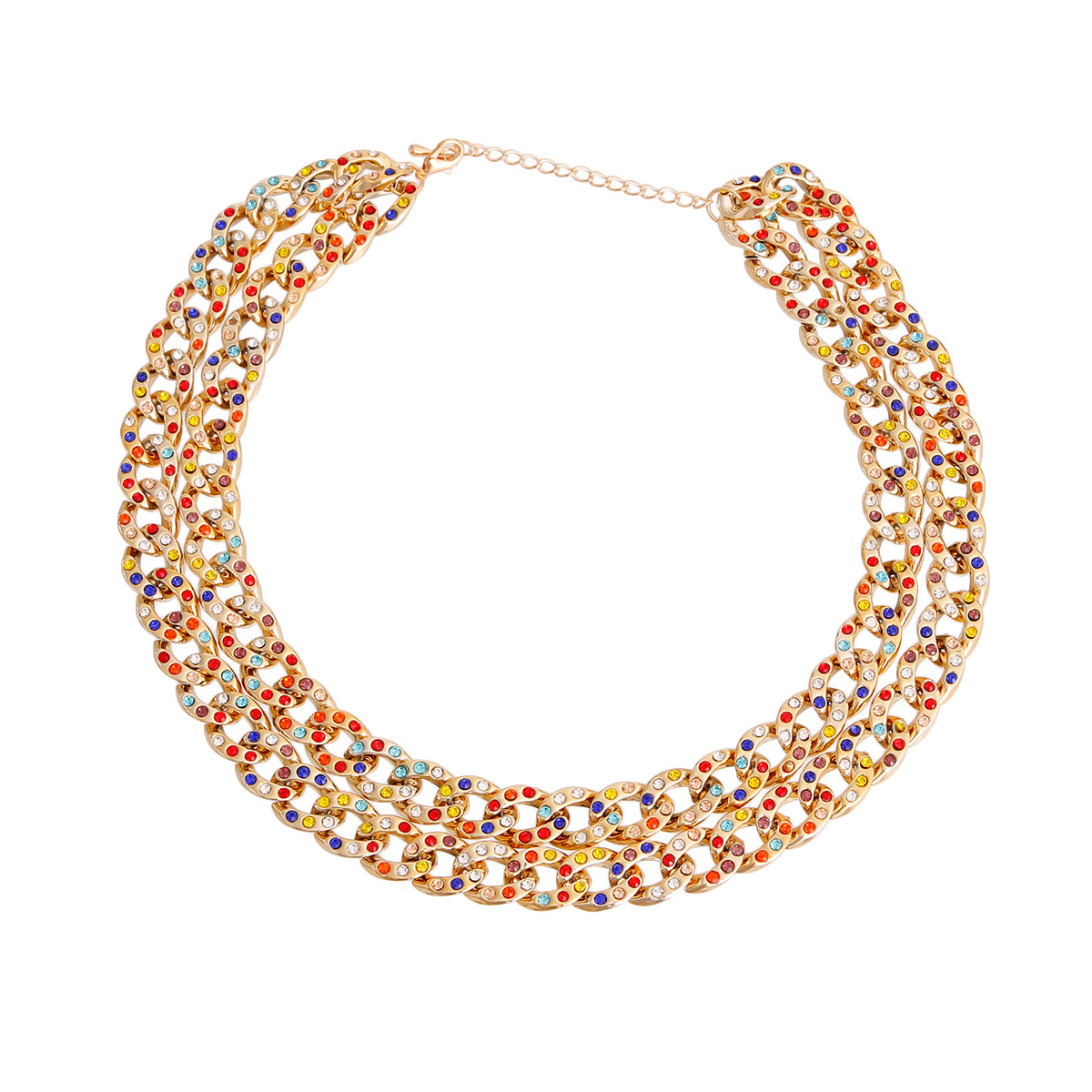 Multi Color Double Layered Cuban Chain