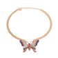 Pink Blue Stone Butterfly Necklace