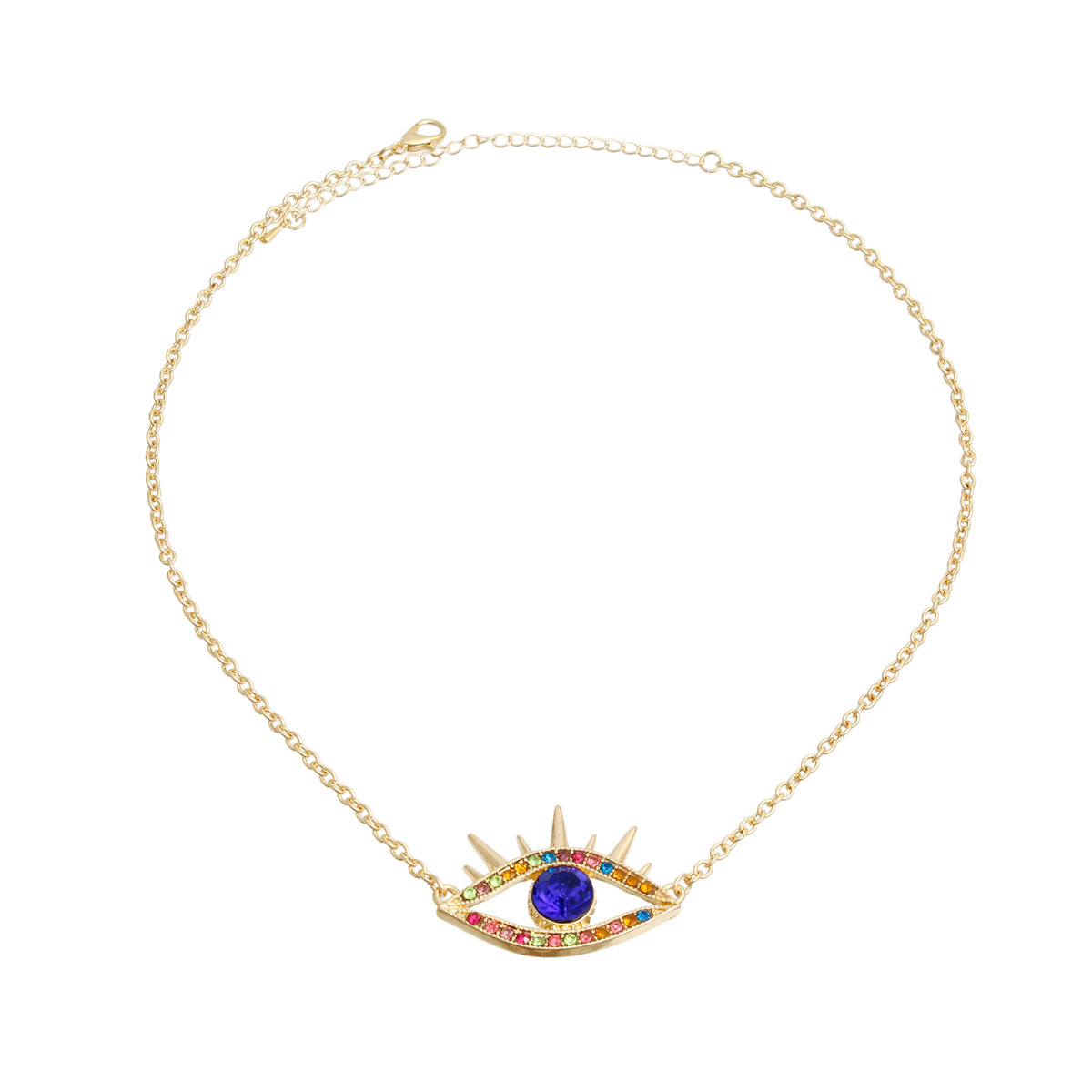 Multi Color Evil Eye Station Pendant Chain
