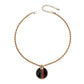 Black Stripe Pendant Gold Twisted Chain