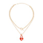 Red Locked Heart Gold Necklace