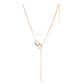 Gold Greek Key Lariat Necklace
