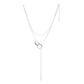 Silver Greek Key Lariat Necklace