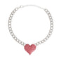 Silver Pink Heart Station Chain