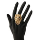 Large Gold Lion Door Knocker Designer Inspired Stretch Ring