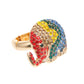 Rainbow Rhinestone Elephant Ring