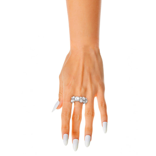 Silver Clustered Round Stone Ring
