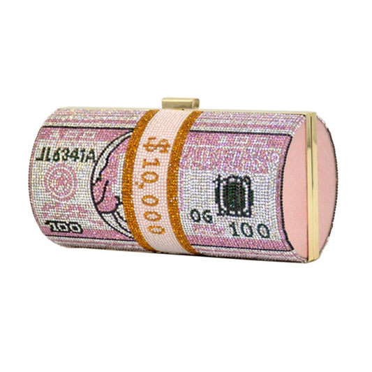 Pink Bling Rolled Benjamins Clutch