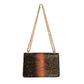 Brown Shiny Croc Flap Shoulder Bag