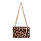 Leopard Shiny Croc Flap Shoulder Bag