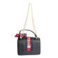 Black Designer Stripe Ribbon Satchel