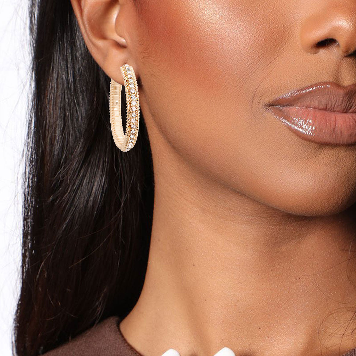 Gold Crystal Rope Hoops