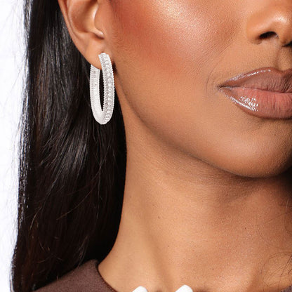 Silver Crystal Rope Hoops