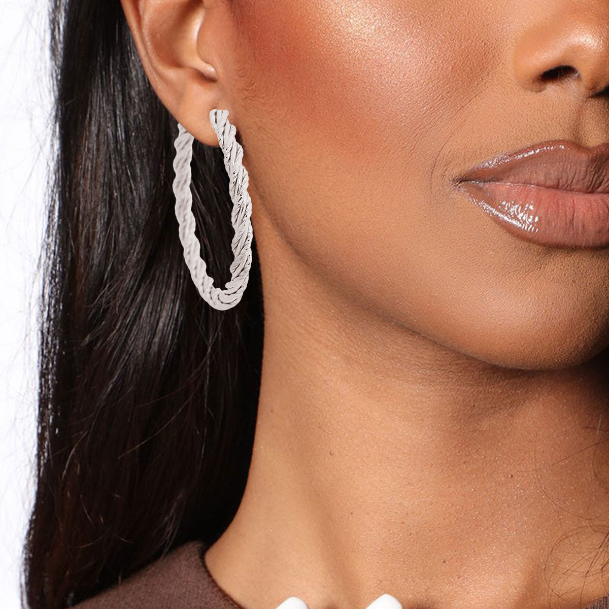 Silver Twisted Rope Hoops