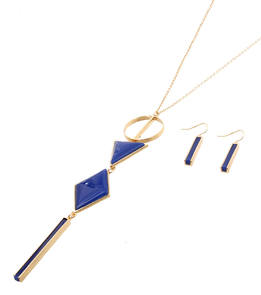 Geometric Drop Necklce Set