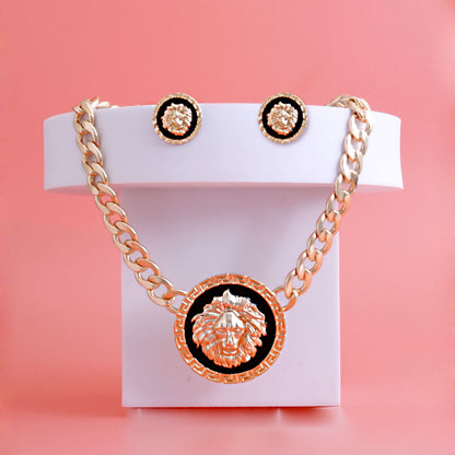 Designer Black Lion Pendant Chain