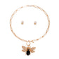 Black Crystal Bee Gold Toggle Chain