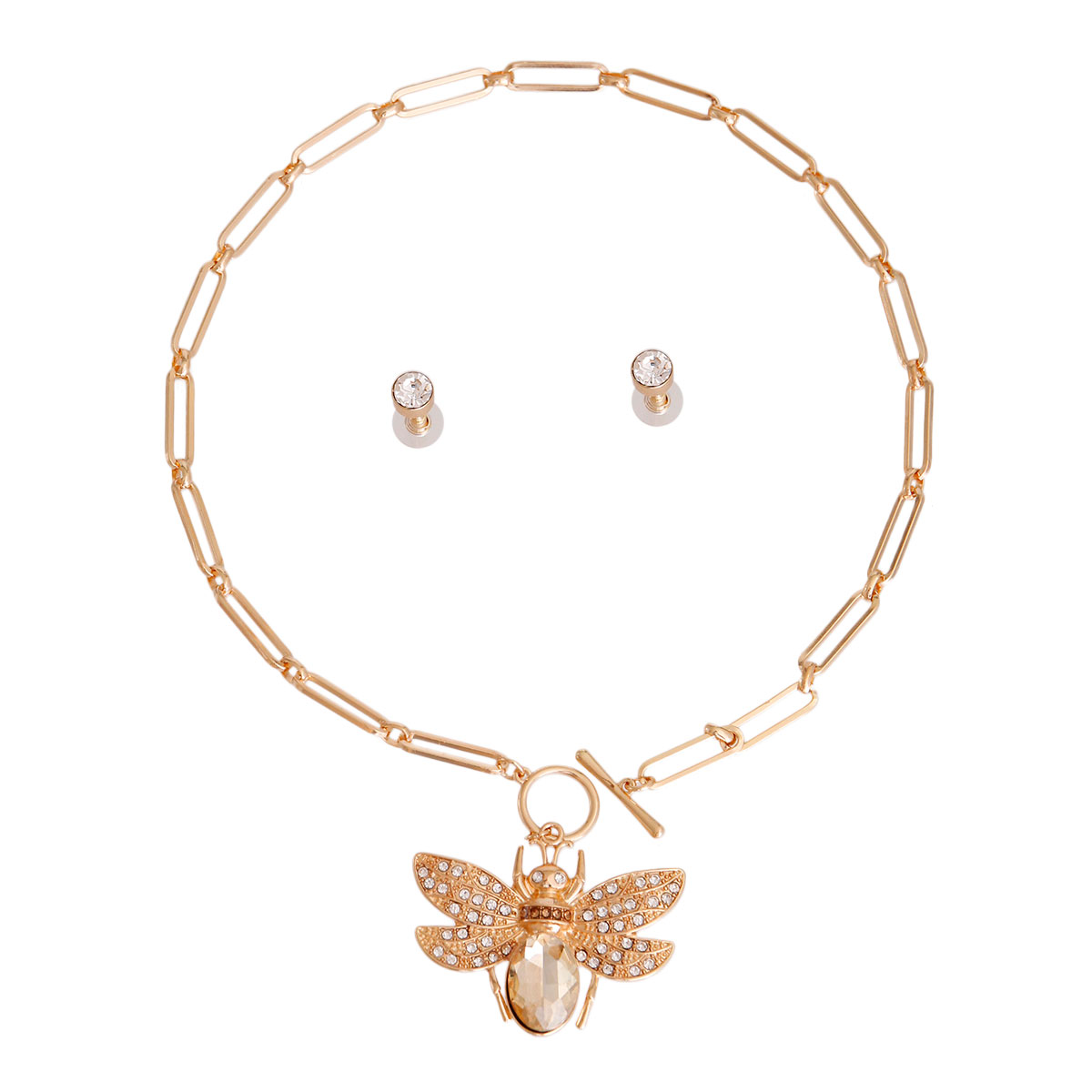Gold Crystal Bee Gold Toggle Chain