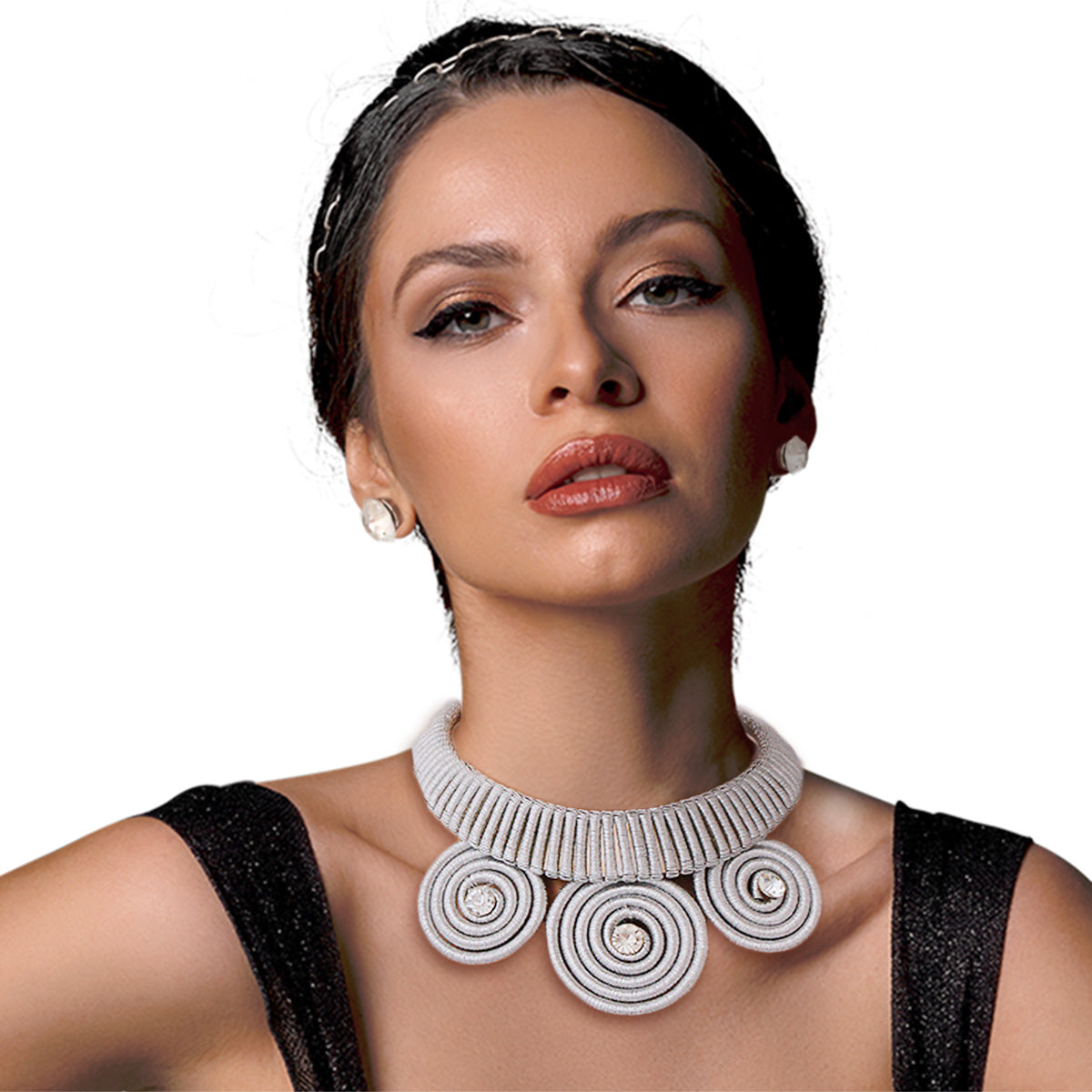 Silver Metallic Cord Coiled Choker