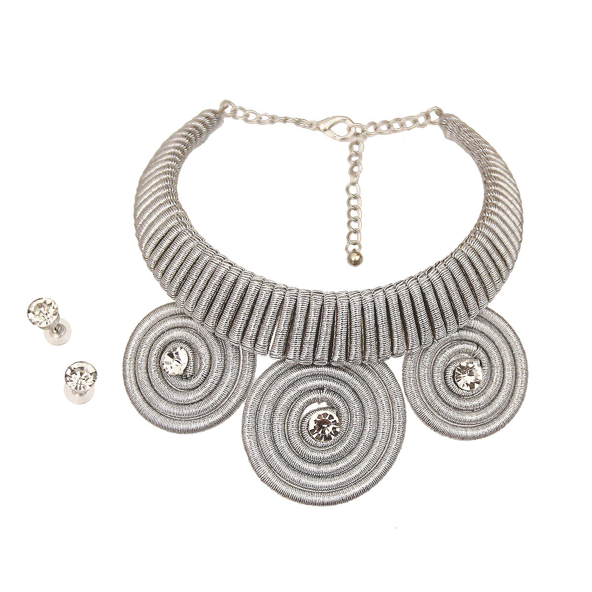 Silver Metallic Cord Coiled Choker