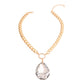 Crystal Clear Teardrop Gold Necklace